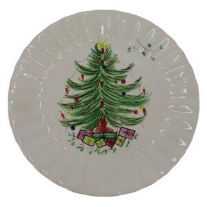 Blue Ridge Christmas Tree With Mistletoe 10.25in Hand Painted Ceramic Plate VTG